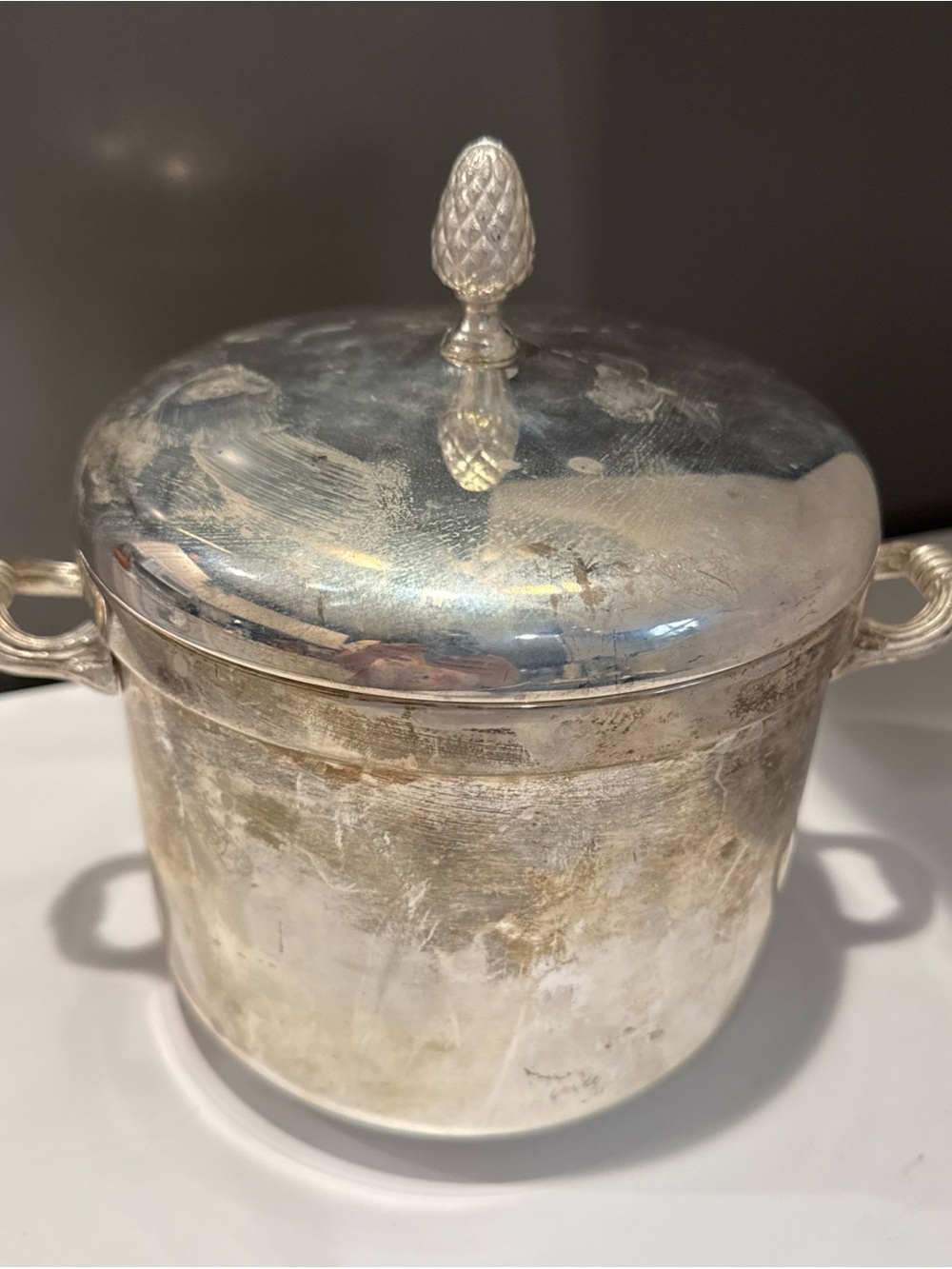 Silver-Tone Covered Serving Dish with Pineapple Finial